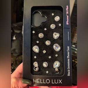 Hello Lux iPhone 16 Plus Black Diamond Gemstone Phone Case  nwt
